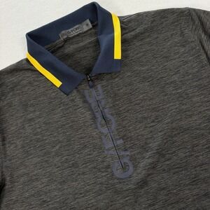 G/Fore 1/4 Zip Polo Shirt Mens Medium Blue Gray Short Sleeve Rib Collar Tech